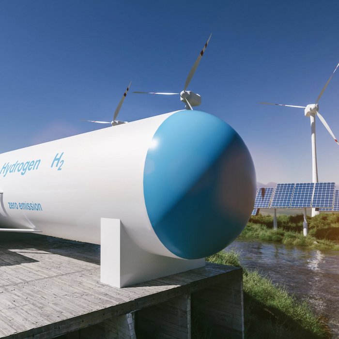 Erneuerbare Erzeugung, Wind- und Solarenergie, Wasserstoff, Landschaft, Speicher